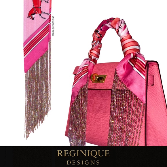 REGINIQUE DESIGNS Accessories - SeraBijoulet™ Handcrafted Silk Skinny Scarf with Beaded Fringe
